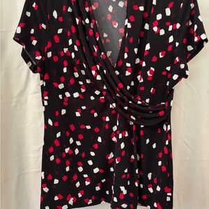 DKNY Black and Red Patterned Blouse